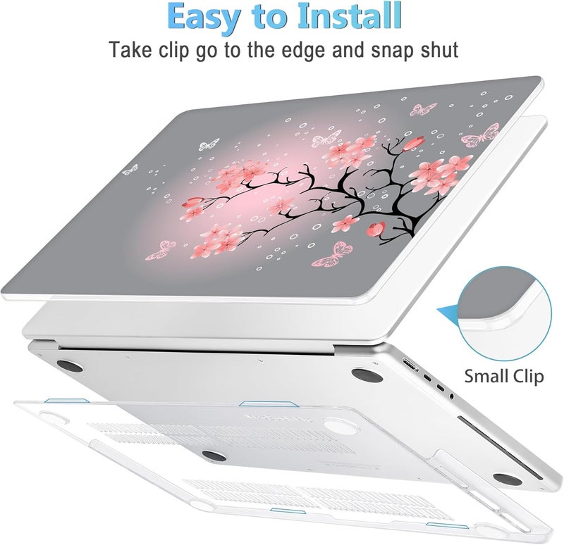Mektron Case for M5 MacBook Pro 14 inch 2025 A3434 A3112 Fit 2024-2021 M4 A3112 A3401 A3185 M3 A2918 A2992 M2 A2779 M1 A2442 Pro/Max, Hard Shell Cover for MacBook Pro 14", Butterfly Cherry Blossom - Image 3